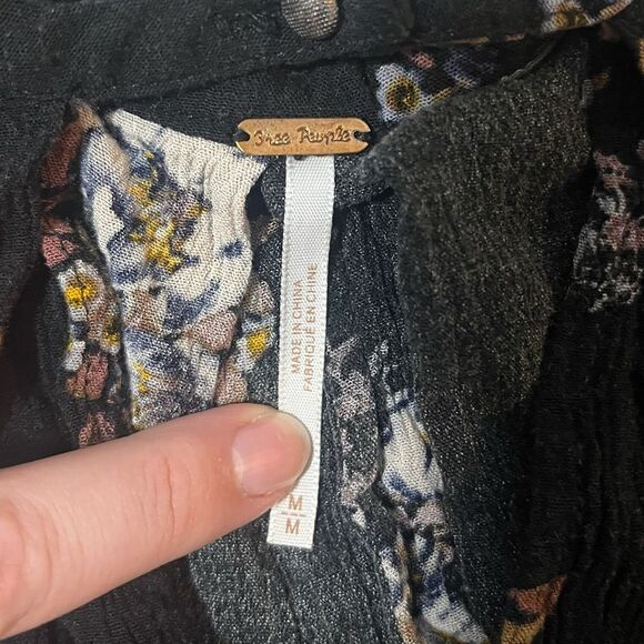 Free People Snap Out Of It Mini Swing Dress Choker Black Floral Medium - Picture 5 of 9